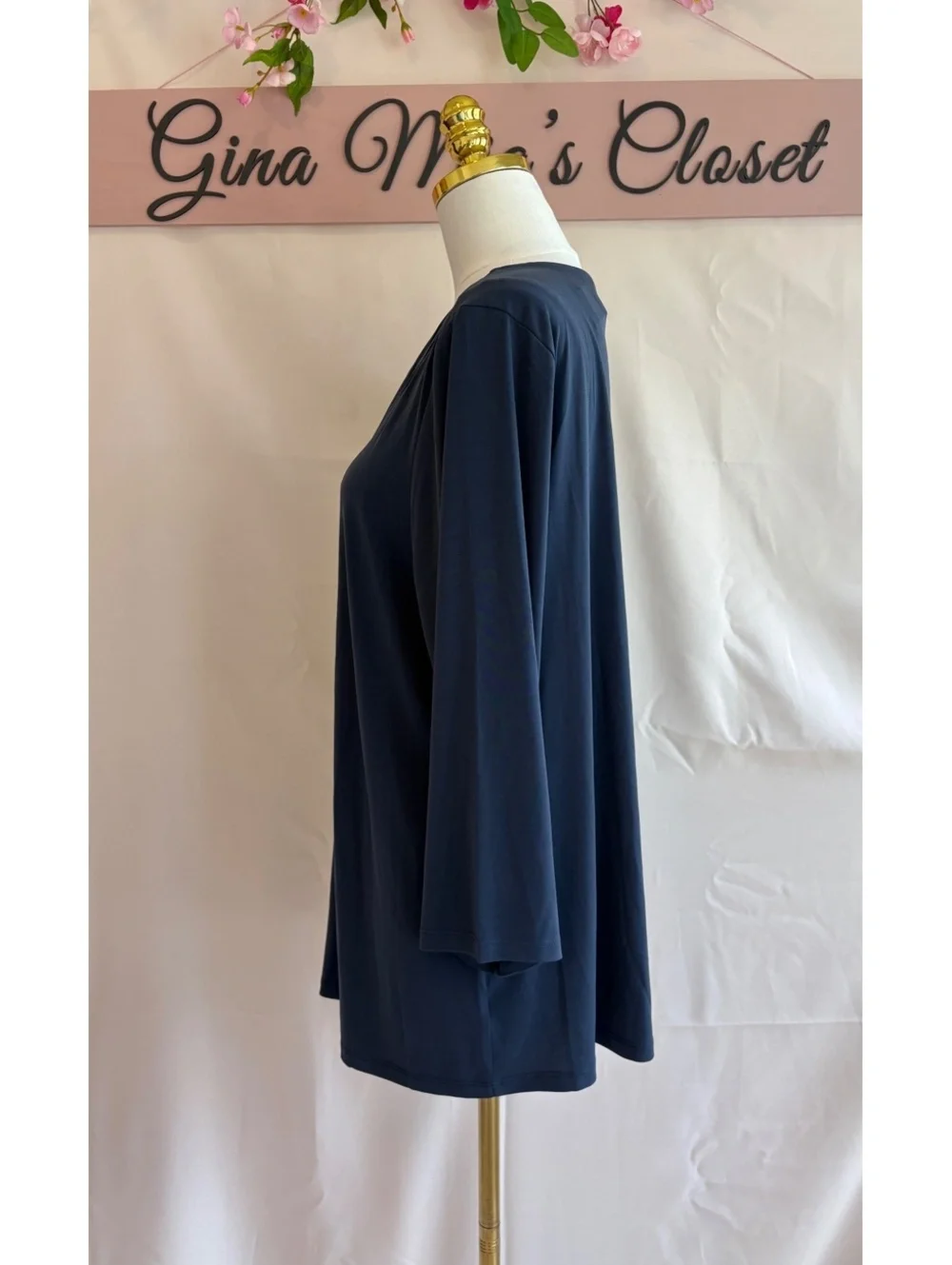 Lane Bryant Women's Navy Blue V-Neck Long Sleeve Tunic Top Size 18/20